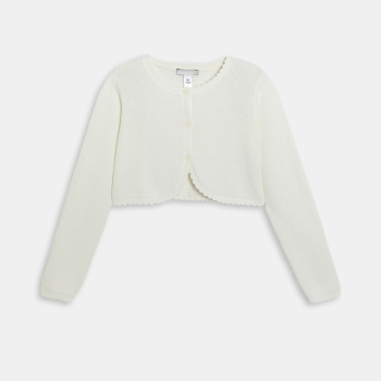 سترة بوليرو من التريكو، باللون البني الفاتح للفتيات